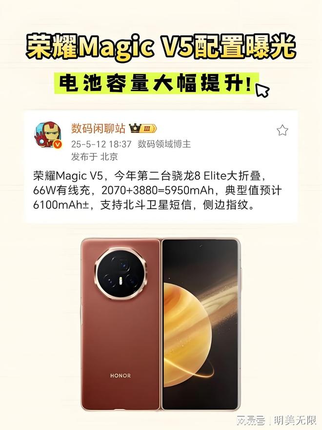 5太狠了最薄机身+满血旗舰芯！AG真人平台荣耀Magic V